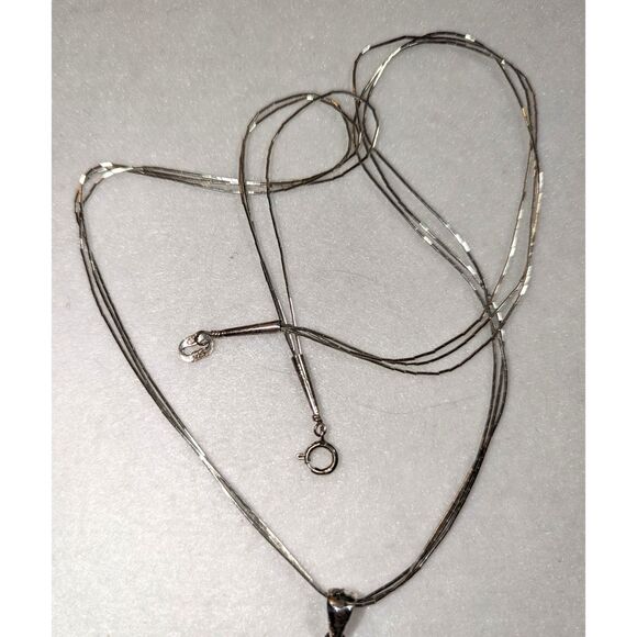 Milor Sterling Silver Chalcedony Flower Pendent on Triple Liquid Silver Chain - Picture 10 of 11